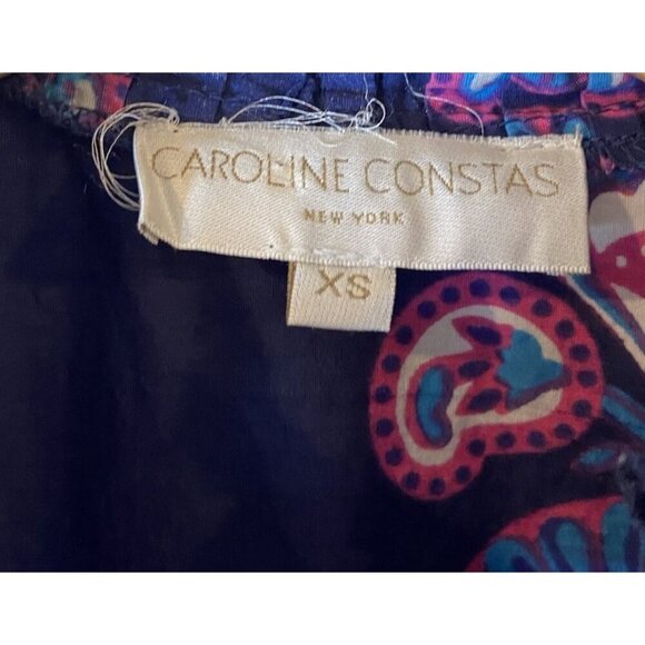 Caroline Constas Dress Flutter Sleeves Navy Blue Pink Size Extra Small XS - Picture 3 of 6